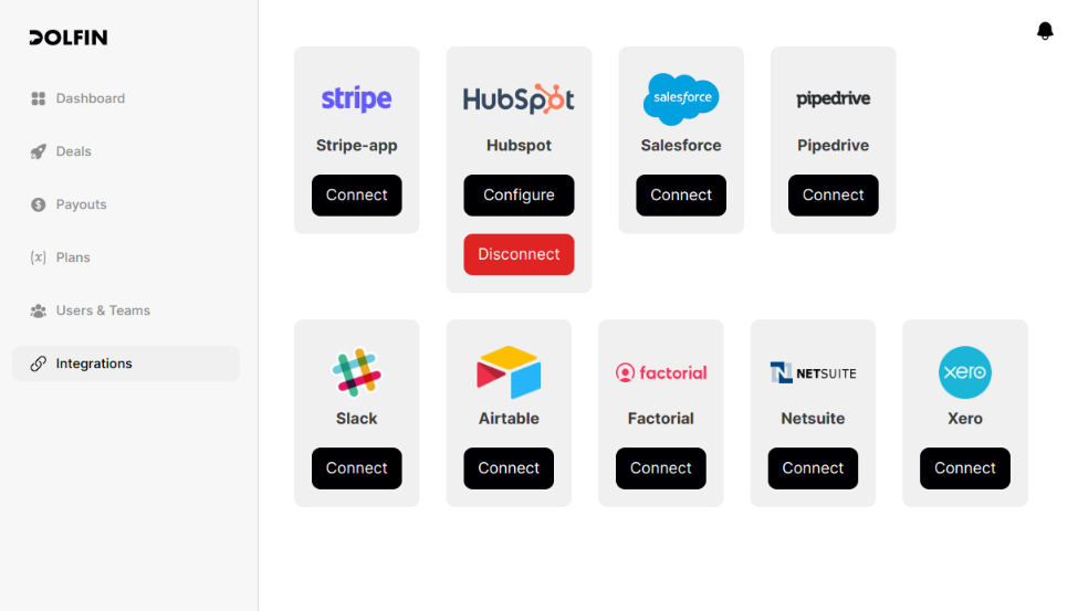 Dolfin integrations with HubSpot connected